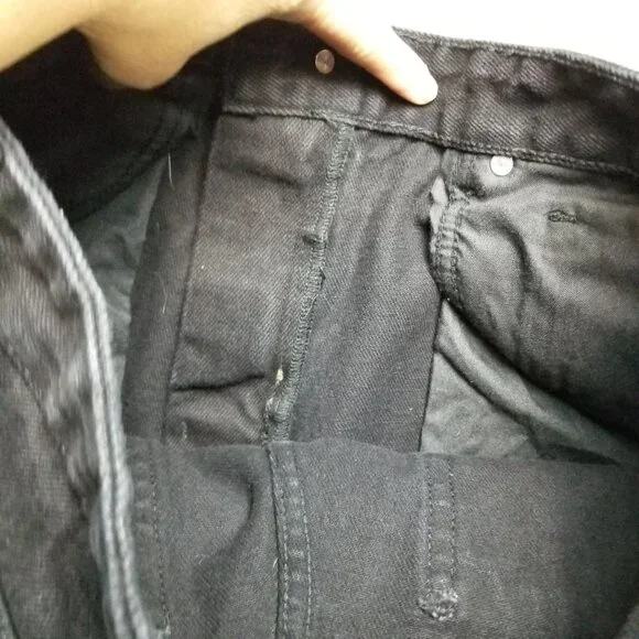 Nasty Gal Jeans Womens 8 Black Organic Cotton High Wide Leg Frayed Crop *Read* - Picture 13 of 16